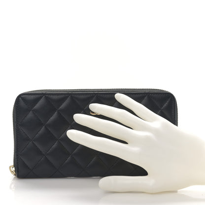 Chanel Lambskin Quilted Large Gusset Zip Around Wallet Black 2 of 11