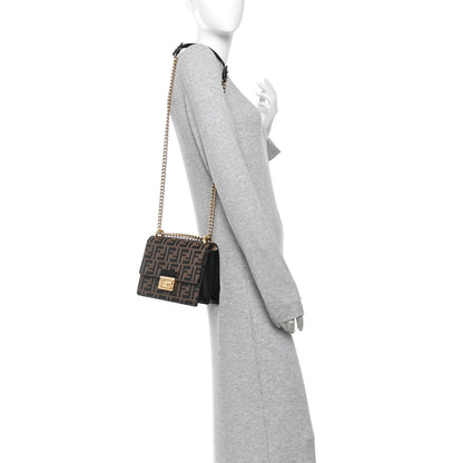 Fendi Vitello Liberty Bi-Color FF 1974 Embossed Small Kan U Shoulder Bag Maya Black 2 of 10