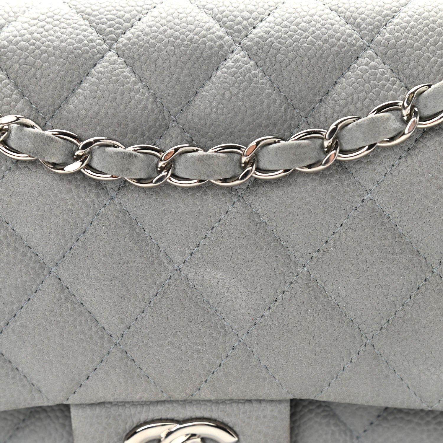 Chanel Iridescent Caviar Quilted Medium Double Flap Grey 14 of 14
