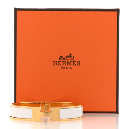 Hermes Enamel Narrow Clic Clac H Bracelet GM White 5 of 5