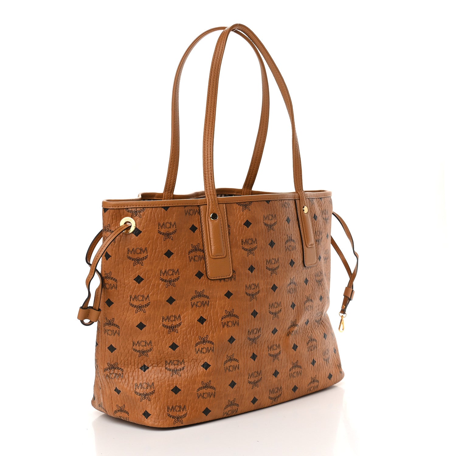 MCM Visetos Medium Liz Reversible Shopper Tote Cognac 6 of 14