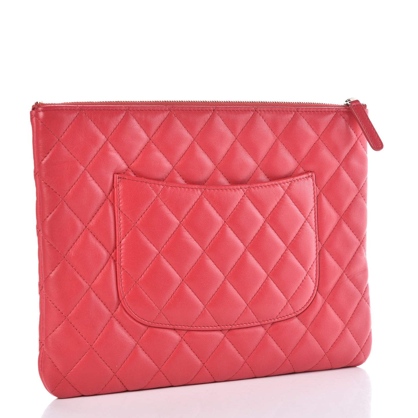 Lambskin Quilted Medium Cosmetic Case Red