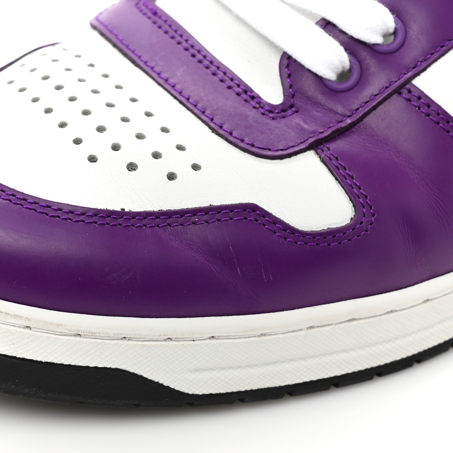 Prada Vitello Rois Metal Triangle Logo Mens Downtown Low Top Sneakers 8 White Ciclamino 11 of 12