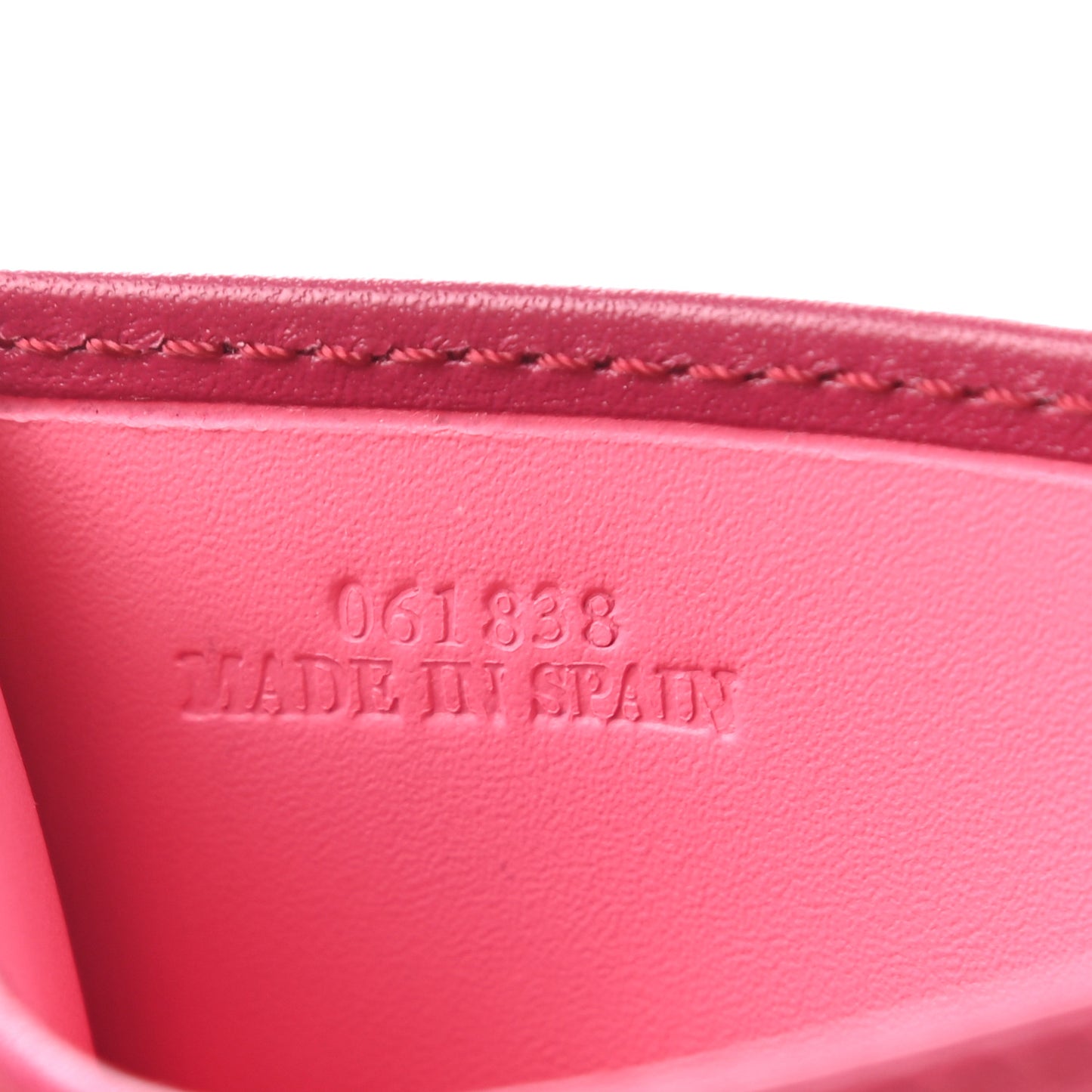 Calfskin Embossed Puzzle Plain Card Holder Raspberry