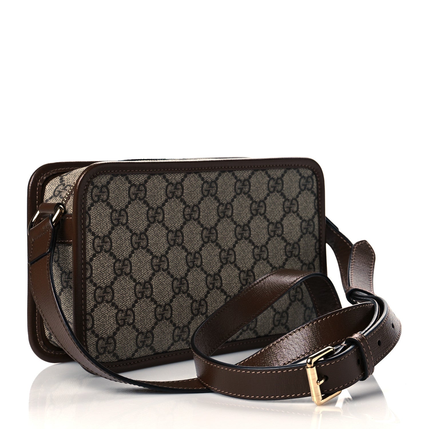 Gucci GG Supreme Monogram Azalea Calfskin Mini Retro Interlocking G Shoulder Bag Beige Ebony Brown Sugar 3 of 11
