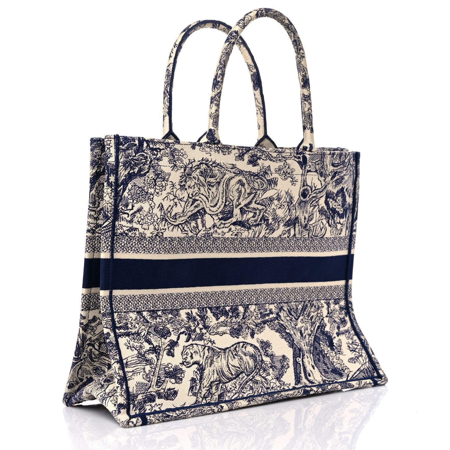Christian Dior Canvas Embroidered Large Dioriviera Toile De Jouy Book Tote Blue 2 of 9