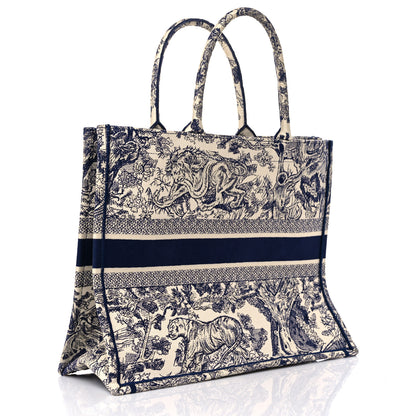 Christian Dior Canvas Embroidered Large Dioriviera Toile De Jouy Book Tote Blue 2 of 9
