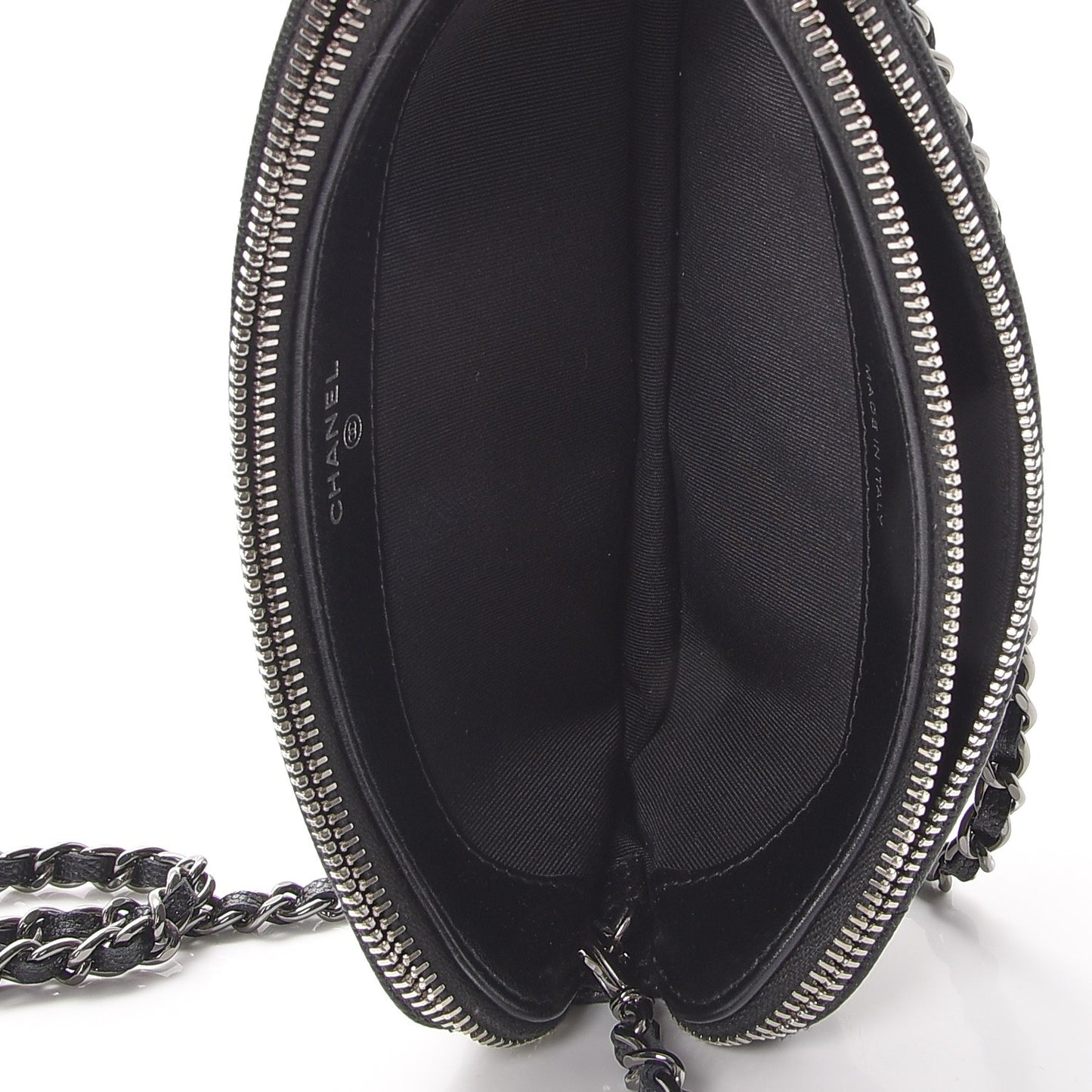 Caviar Quilted Small Clutch With Chain Black