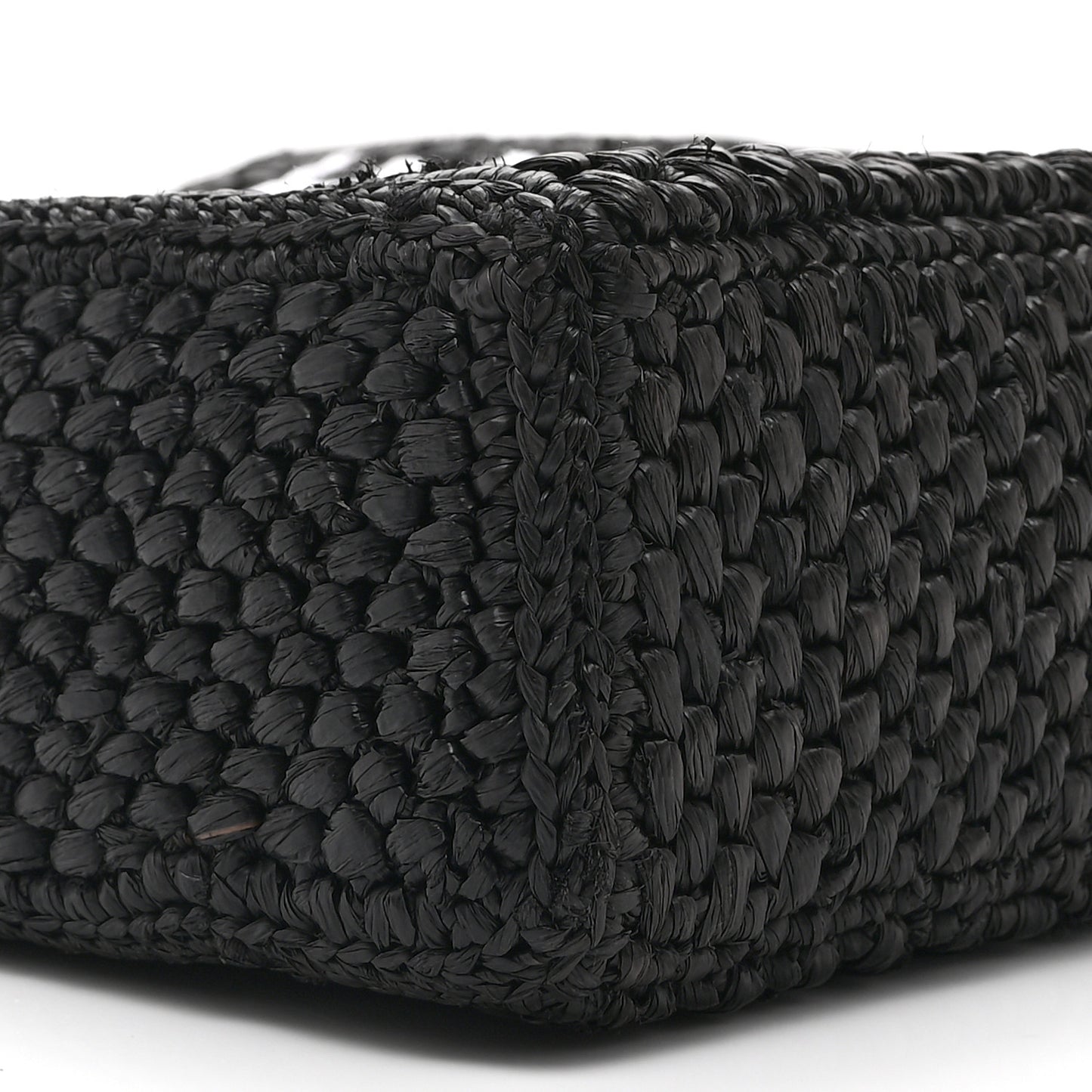 Raffia Calfskin Standard A5 Tote Bag Black White