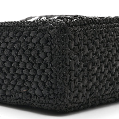 Loewe Raffia Calfskin Standard A5 Tote Bag Black White 8 of 9