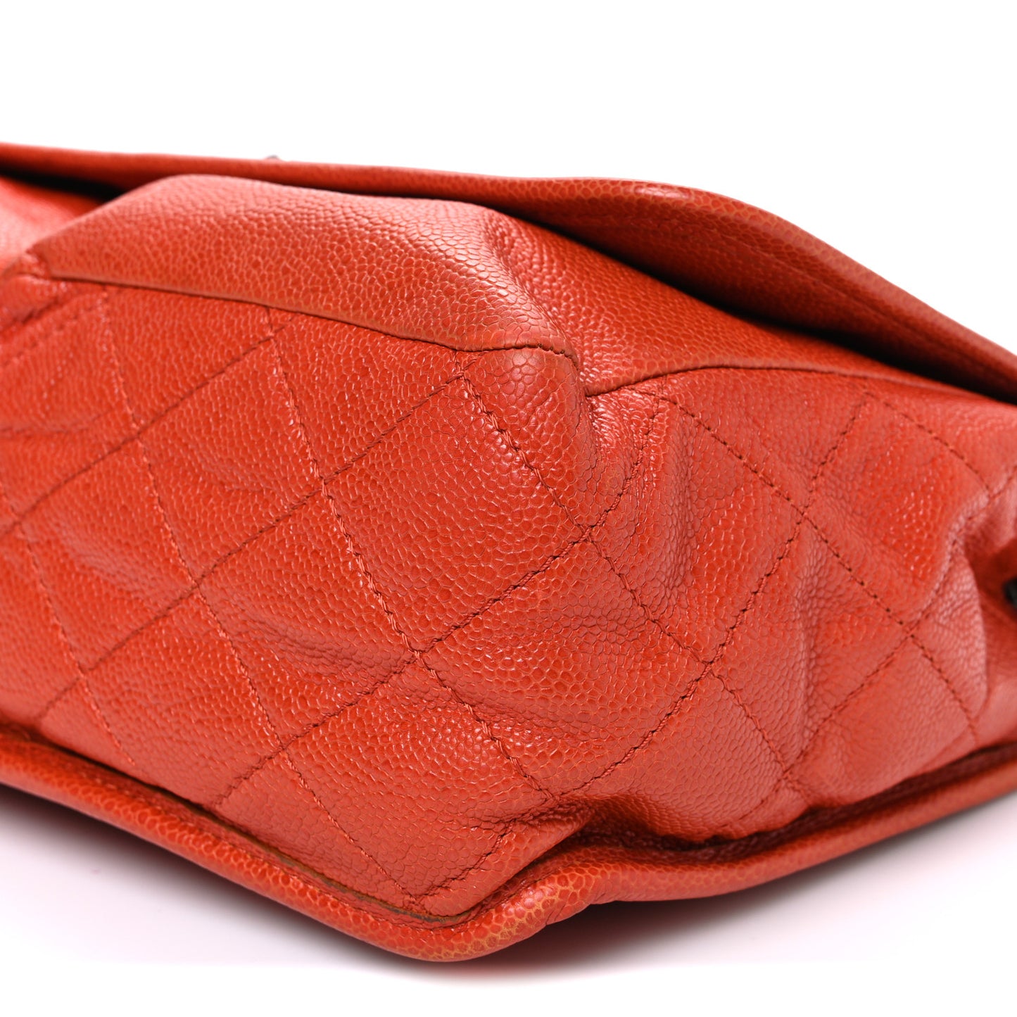 Grained Calfskin Large Natural Beauty Flap Orange