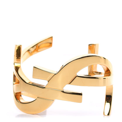 Saint Laurent Brass Monogram Medium Cuff Bracelet Gold 1 of 5