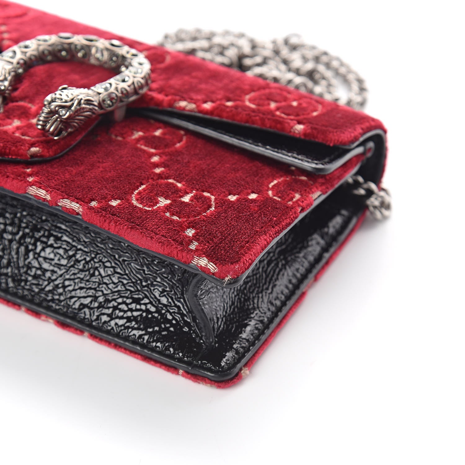 Gucci Velvet GG Monogram Super Mini Dionysus Shoulder Bag Red Cipria Black 9 of 9