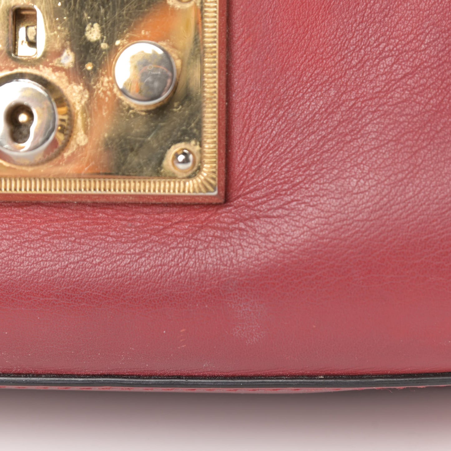 Calfskin Small Padlock Shoulder Bag Hibiscus Red