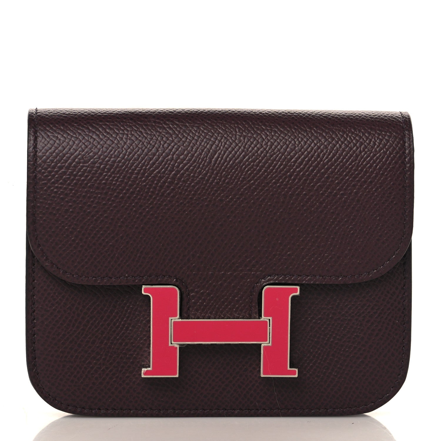 Hermes Epsom Enamel Constance Slim Wallet Rouge Sellier Framboise 3 of 10