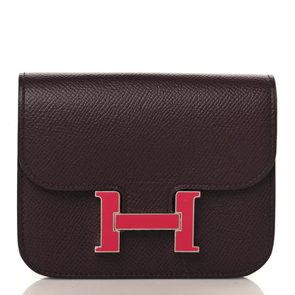 Hermes Epsom Enamel Constance Slim Wallet Rouge Sellier Framboise 3 of 10