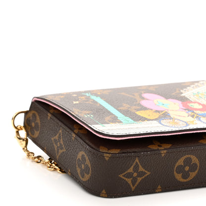 Louis Vuitton Monogram 2022 Christmas Animation Paris Pochette Felicie Chain Wallet Pink 9 of 11