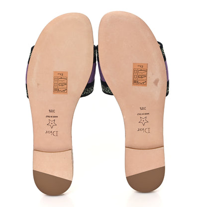 Christian Dior Canvas Embroidered 4 Saisons Dway Flat Slide Sandals 38.5 Lilac 5 of 9
