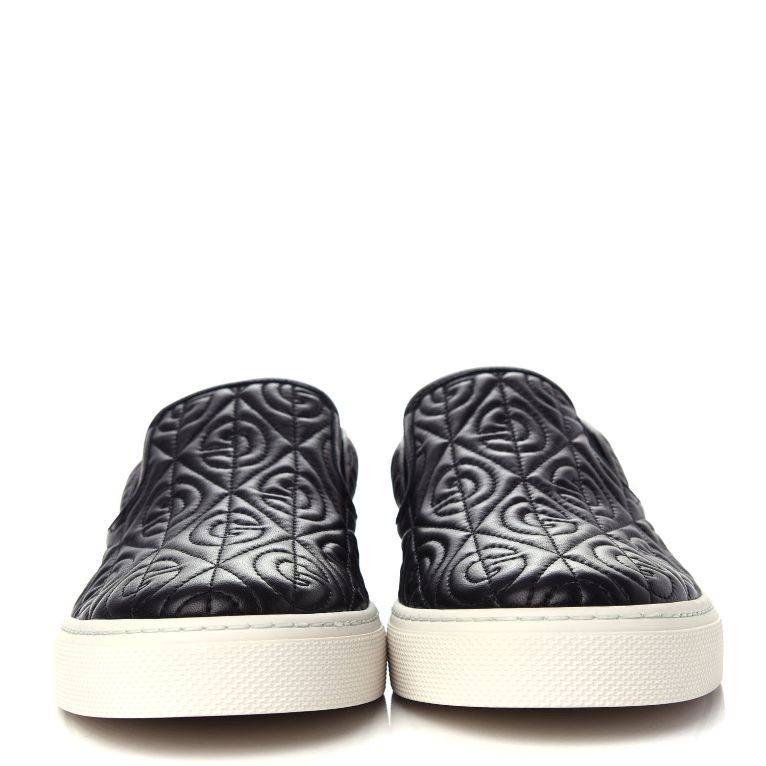 Gucci Nappa Web G Rhombus Quilted Mens Slip On Sneakers 10 Black 2 of 11