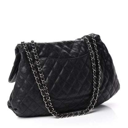 Chanel Crumpled Caviar Quilted Maxi Elastic Flap Black 3 of 10