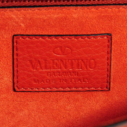 Valentino Garavani Pebbled Calfskin Monochrome Medium Glam Lock Rockstud Flap English Red 6 of 7
