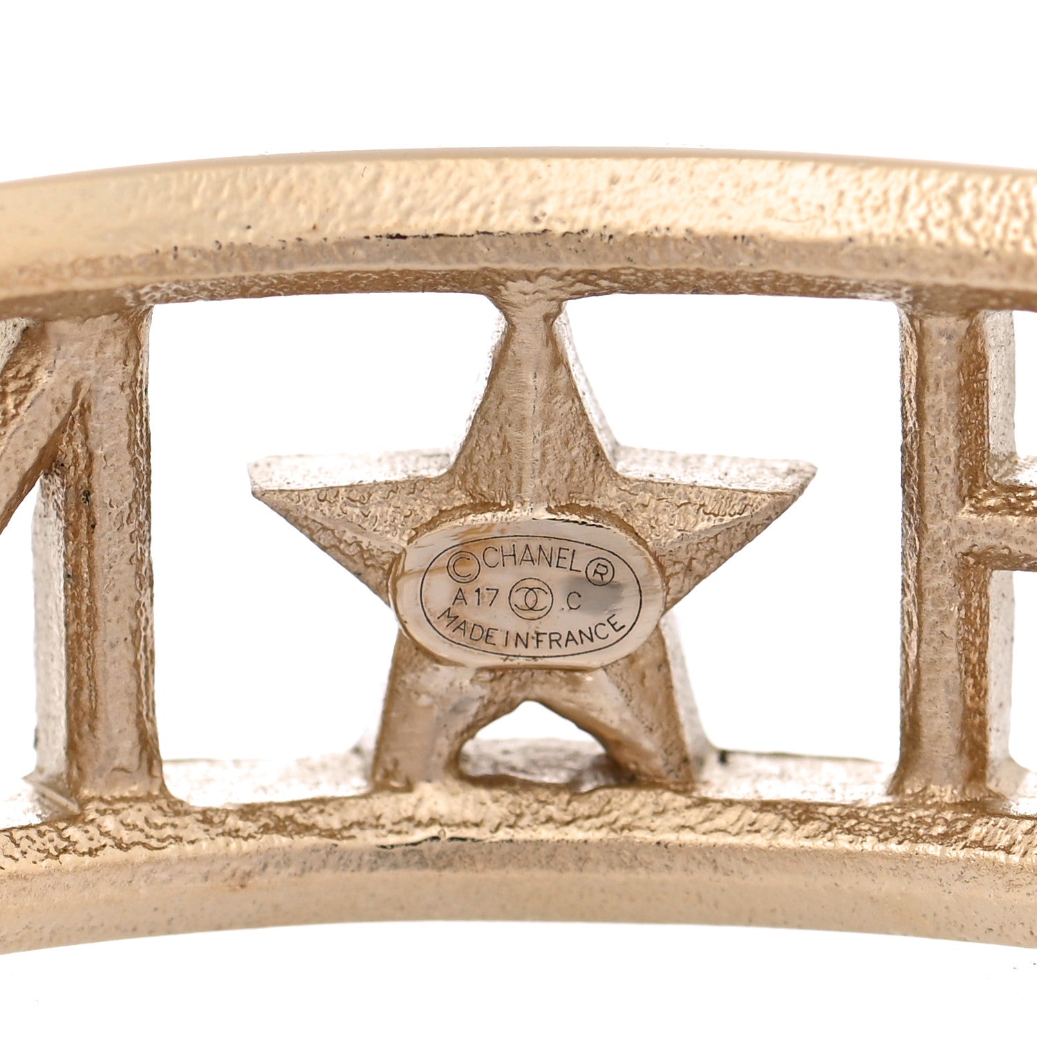 Chanel Crystal Baguette Logo Cuff Bracelet Gold 4 of 5