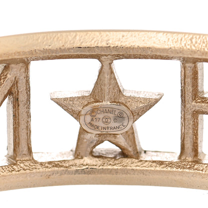 Chanel Crystal Baguette Logo Cuff Bracelet Gold 4 of 5