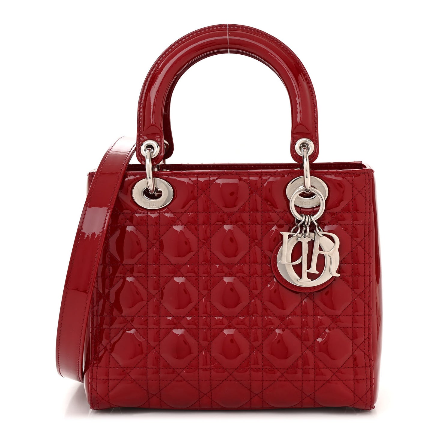 Patent Cannage Medium Lady Dior Red