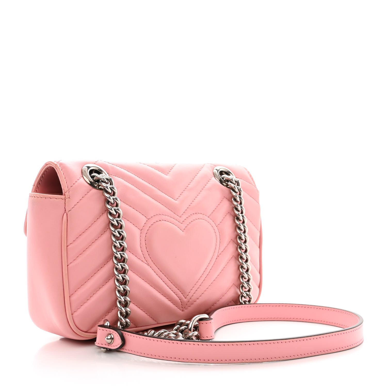 Gucci Calfskin Matelasse Mini GG Marmont Shoulder Bag Wild Rose 3 of 13