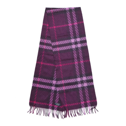 Burberry Cashmere Giant Check Fringe Fringe Scarf Plum 3 of 6