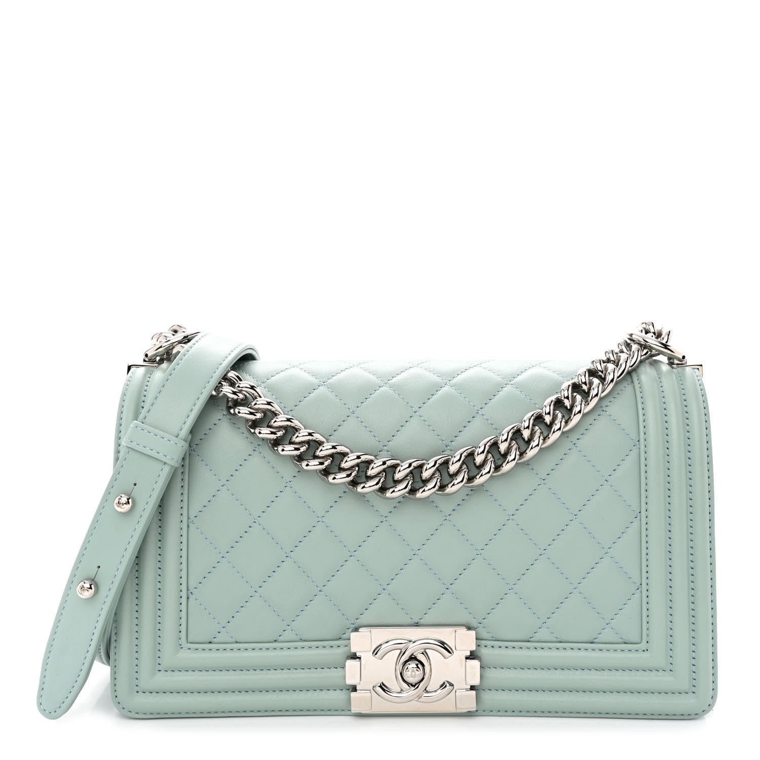 Chanel Calfskin Quilted Medium Boy Flap Light Blue 1 of 11