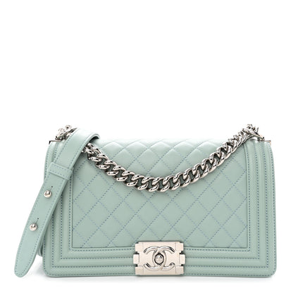 Chanel Calfskin Quilted Medium Boy Flap Light Blue 1 of 11
