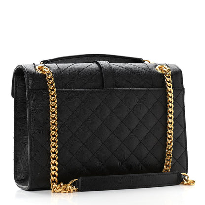 Saint Laurent Grain De Poudre Textured Mixed Matelasse Triquilt Medium Monogram Satchel Black 2 of 8