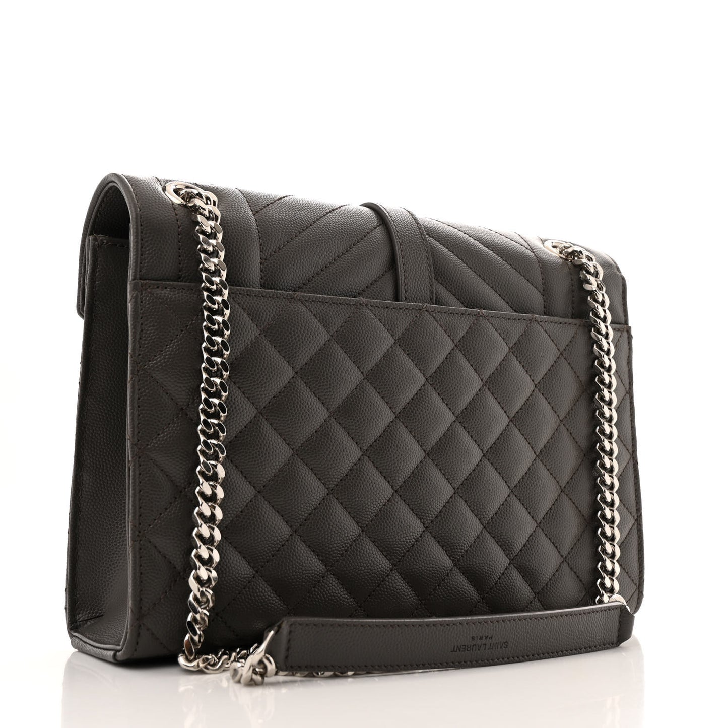 Grain De Poudre Textured Mixed Matelasse Medium Triquilt Monogram Satchel Earth