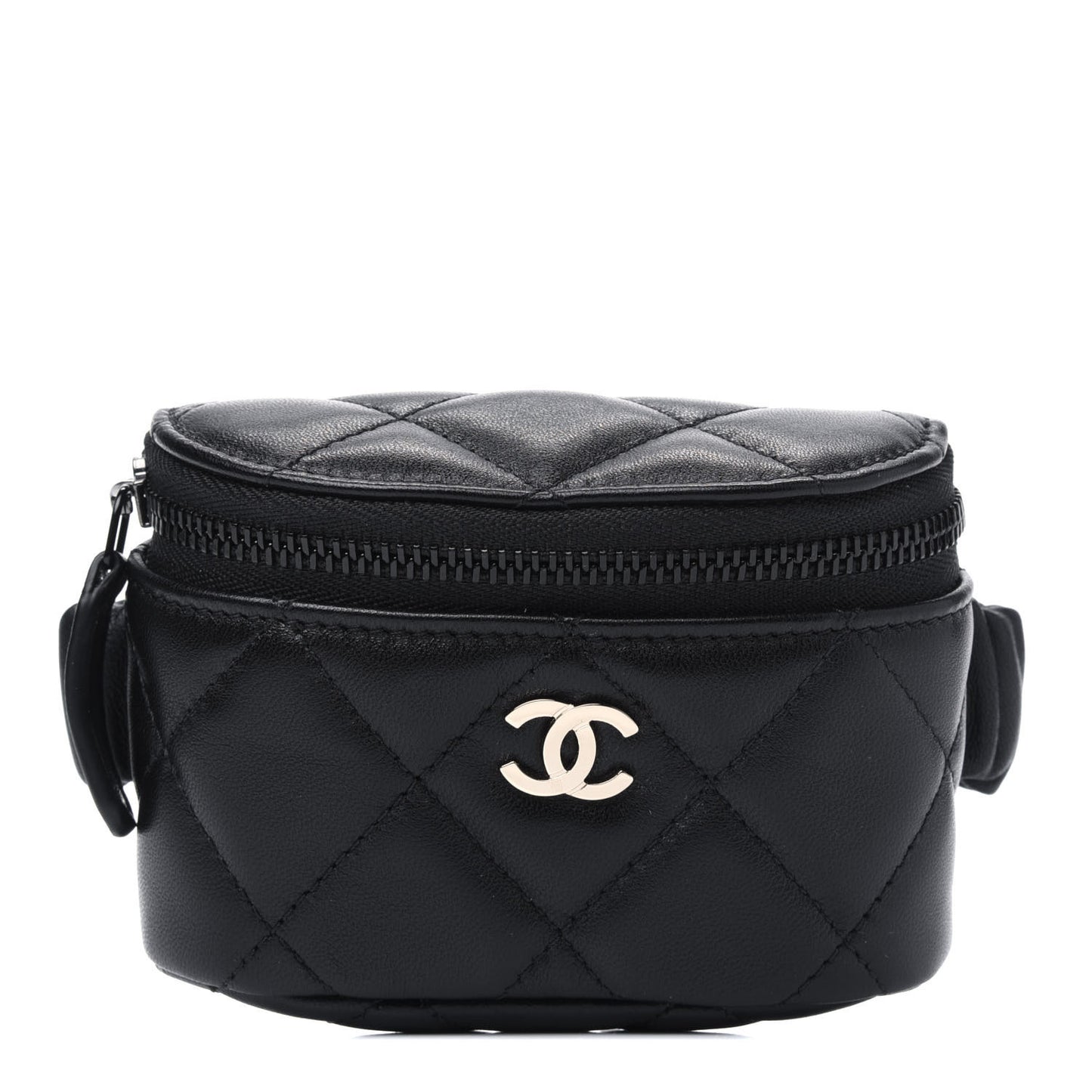 Lambskin Quilted Arm Coin Purse Black