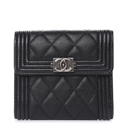 Chanel Calfskin Quilted Compact Boy Wallet Black 1 of 8