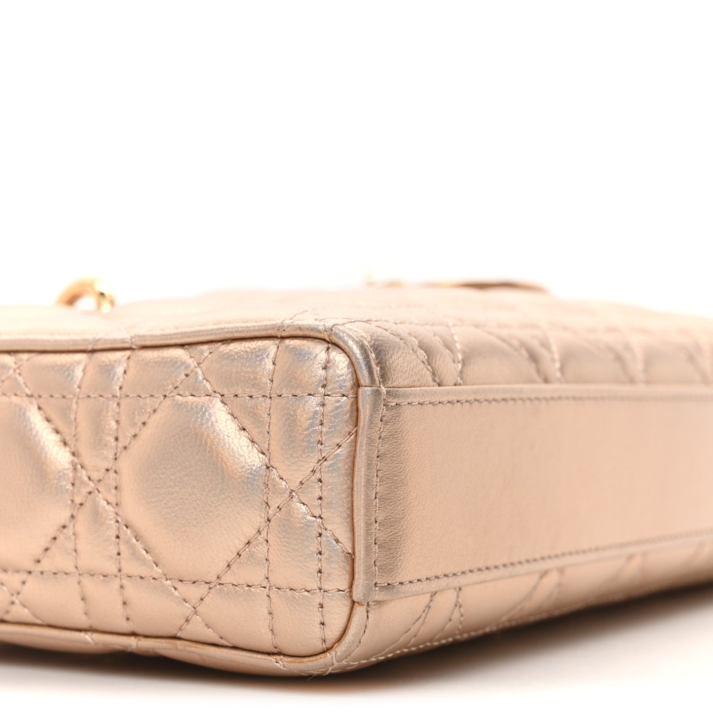 Metallic Lambskin Cannage Medium Lady D-Joy Pink