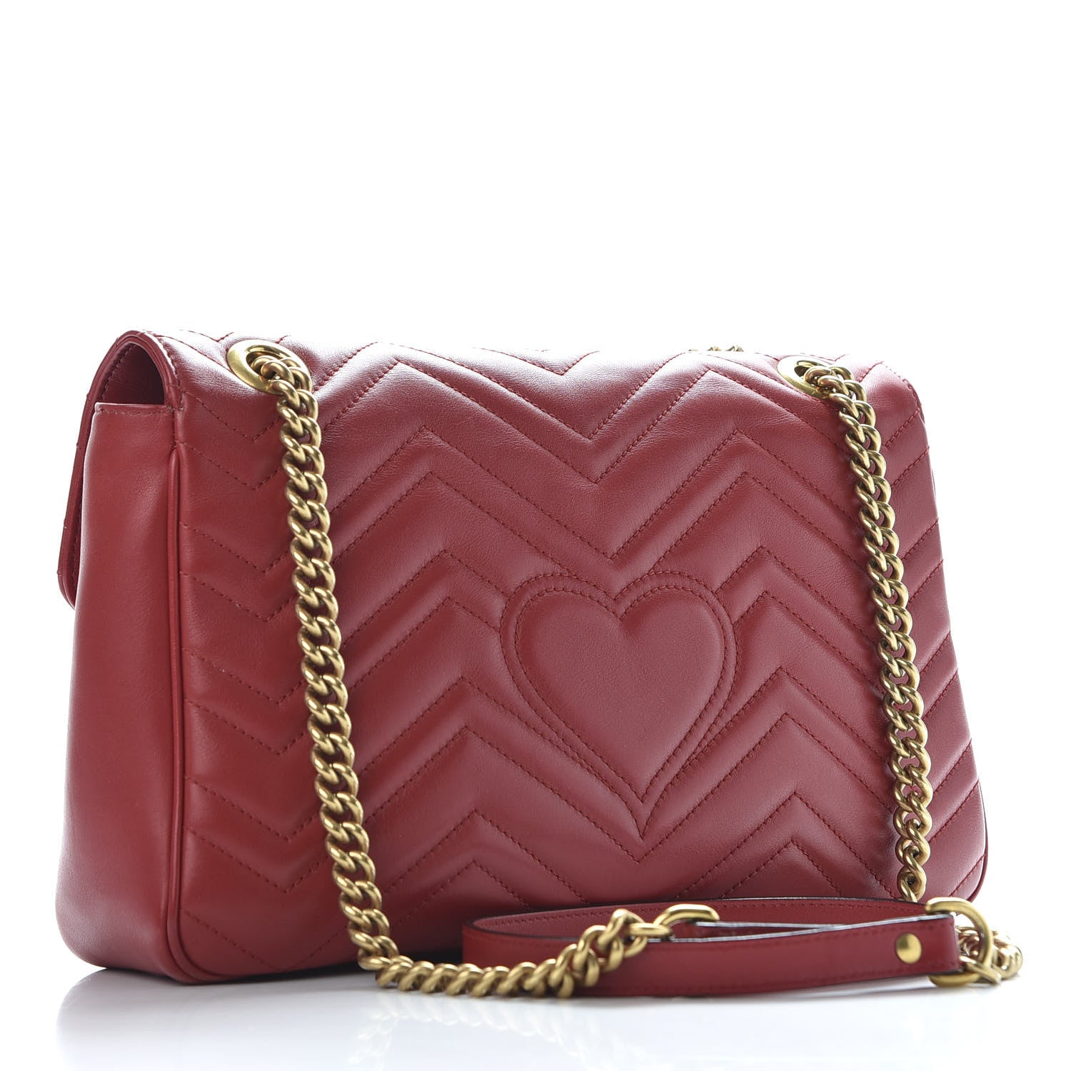 Gucci Calfskin Matelasse Medium GG Marmont Shoulder Bag Hibiscus Red 2 of 9