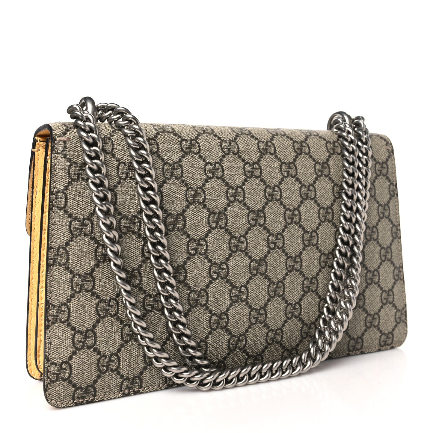 GG Supreme Monogram Snakeskin Flower Embroidered Medium Dionysus Shoulder Bag Beige Yellow