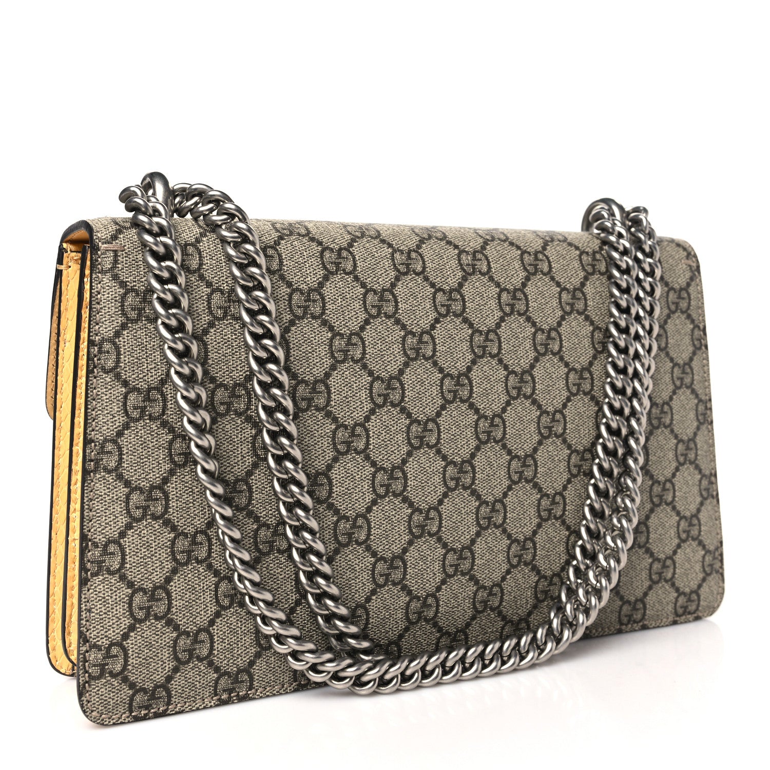 Gucci GG Supreme Monogram Snakeskin Flower Embroidered Medium Dionysus Shoulder Bag Beige Yellow 3 of 10