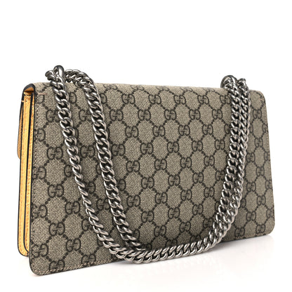 Gucci GG Supreme Monogram Snakeskin Flower Embroidered Medium Dionysus Shoulder Bag Beige Yellow 3 of 10