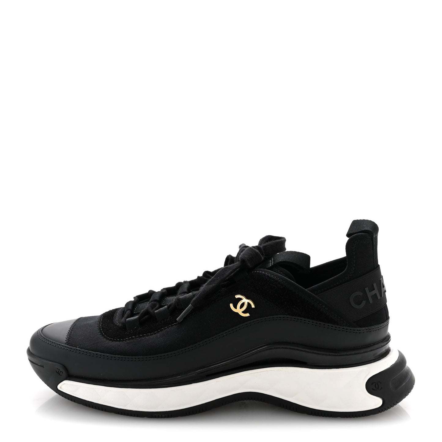 Velvet Calfskin Mixed Fibers CC Sneakers 41.5 Black