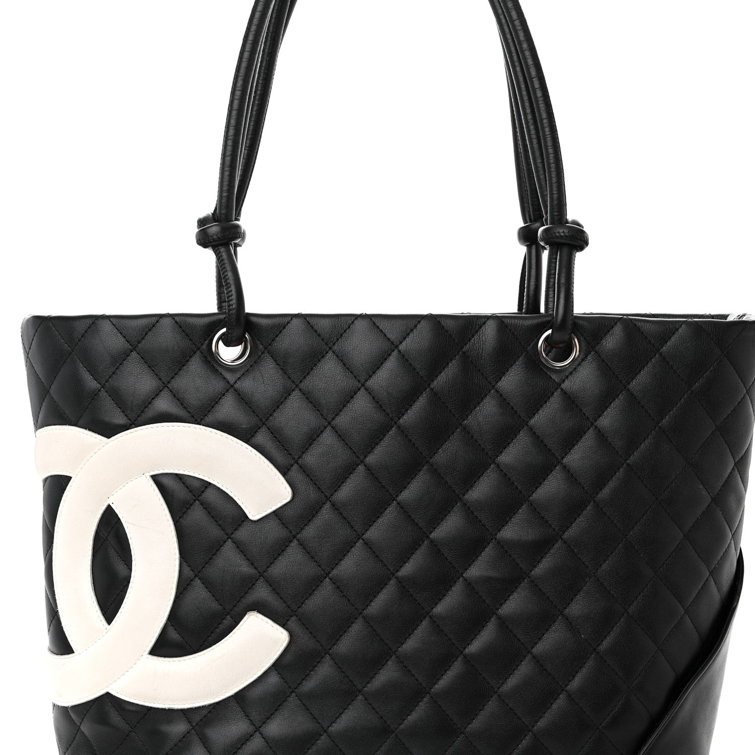 Chanel Calfskin Quilted Large Cambon Tote Black White 8 of 14