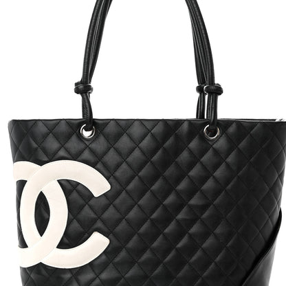 Chanel Calfskin Quilted Large Cambon Tote Black White 8 of 14