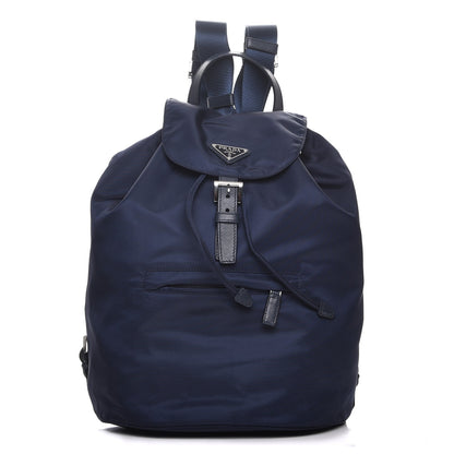 Prada Nylon Vela Saffiano Medium Cinch Backpack Baltico 1 of 9