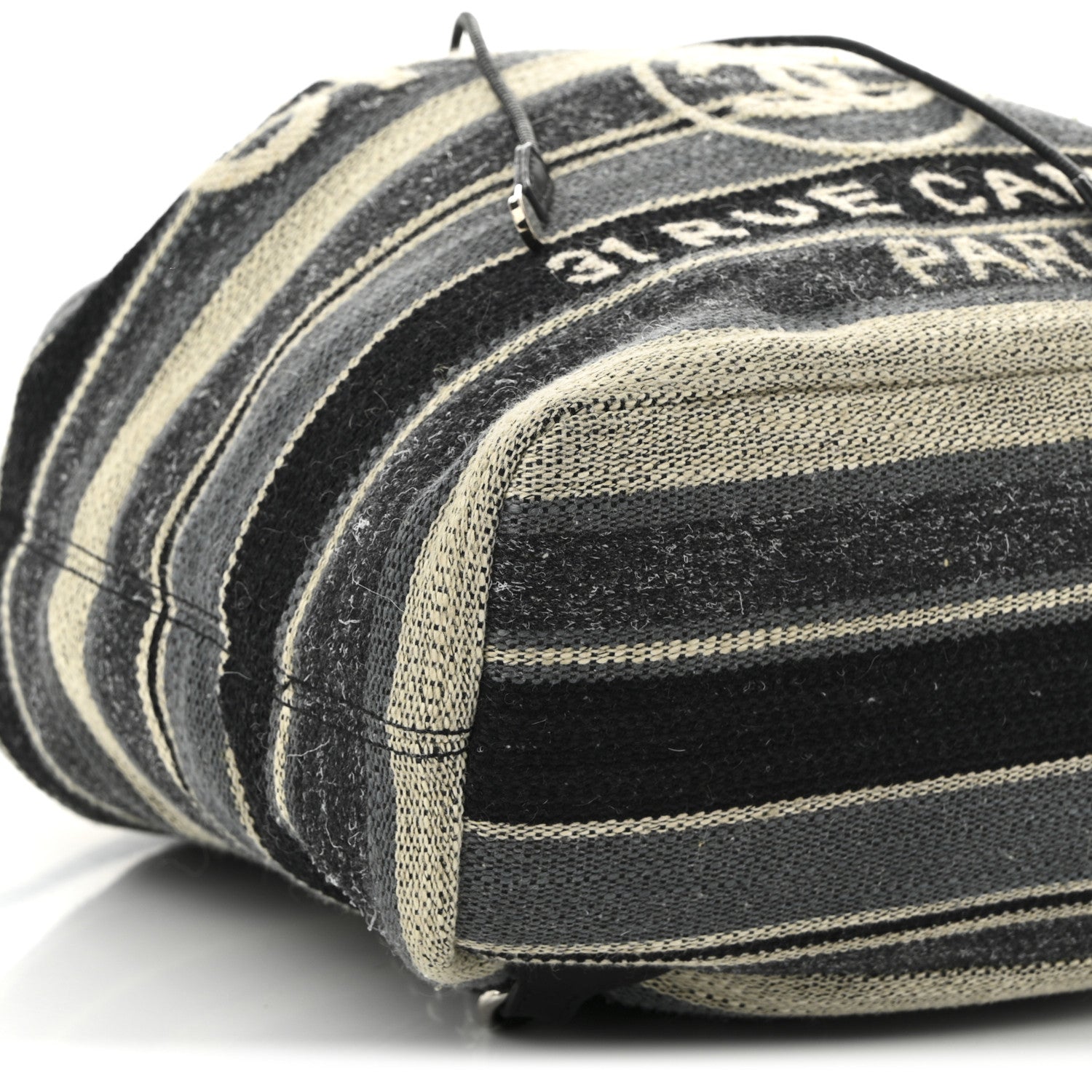 Chanel Striped Canvas Large Deauville Backpack Gray Black 9 of 10