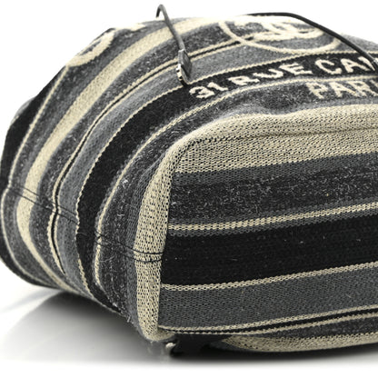 Chanel Striped Canvas Large Deauville Backpack Gray Black 9 of 10