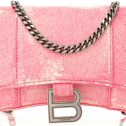 Balenciaga Nappa Denim Printed Hourglass Chain Bag Denim Pink 7 of 9