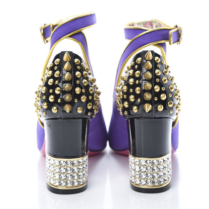 Gucci Satin Embroidered Dragon Caspar Pumps 38 Purple Oro Vecchio Black 6 of 13