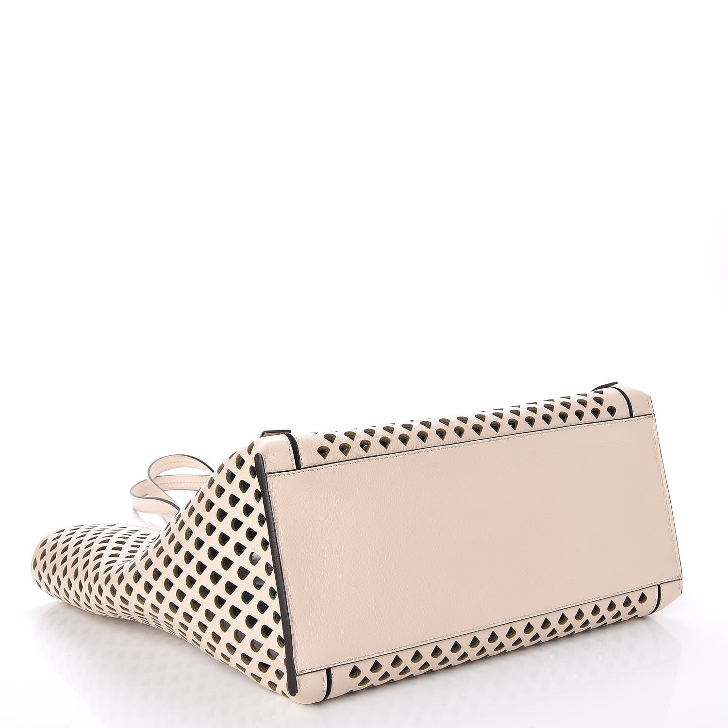 Chloe Calfskin Pineapple Perforated Medium Milo Shopping Tote Abstract White 4 of 7